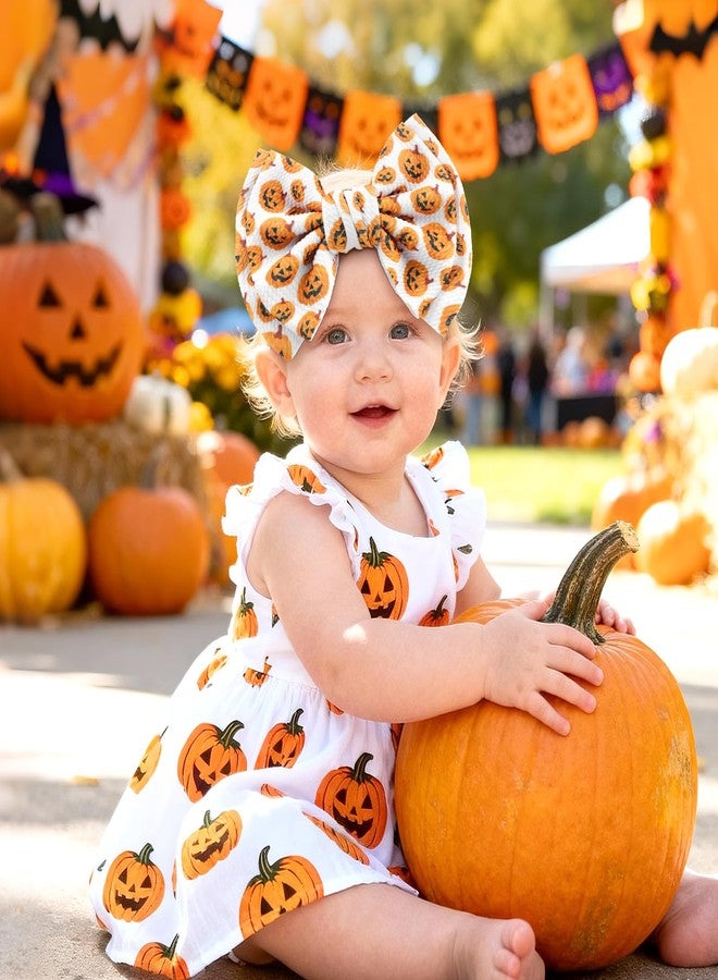 ONENINEDREAM 7’’ Pumpkin Bows for Baby Girls Halloween Girl Headbands Baby Bow Girl Outfits Pumpkins Hair Accessories for Newborn Infant Toddler Clothes - Image 3
